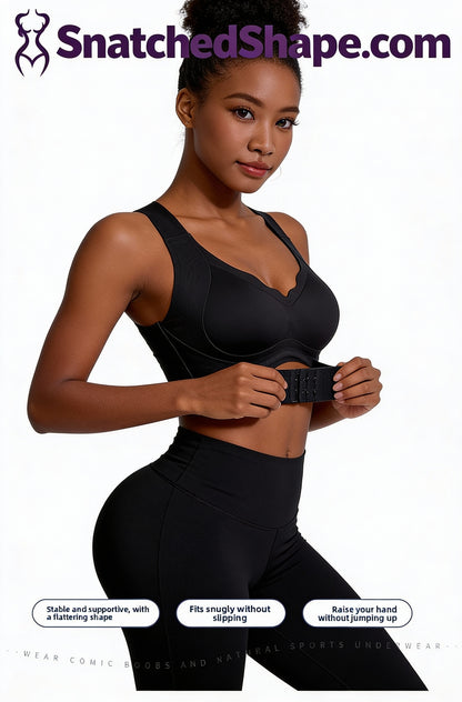 Front Strap Push-Up Sports Bra - Shapewear Support & Lift